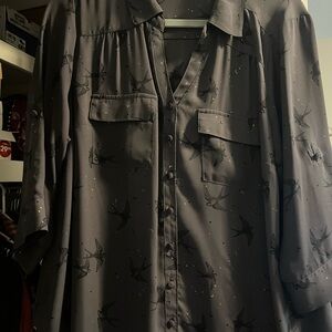 Torrid (2) tops gray with swallows and other black size 0/L